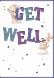 Radiating pure warmth and playful optimism, this get well card feels like a sunny day along Finchley Road-two adorable characters, a soft, gentle bear and a spirited puppy, spring to life as they hold and balance the bold, colourful letters spelling 'Get Well.' Rich shades of indigo and teal give the text a confident yet soothing presence, contrasting beautifully with the creamy, light background for an instantly uplifting feel. Tiny stars in varying blues and purples scatter across the card, lending a sense of hope as magical as the twinkle of Swiss Cottage's neighbourhood lights at dusk. The illustrated fur on the bear and the puppy appears luxuriously soft, evoking the same tactile comfort as a fresh, artfully arranged bouquet meant to soothe body and spirit. Their joyful expressions and rounded features fill the scene with genuine affection, echoing the community care at the heart of local floristry. More than a simple card, this illustration carries a gentle emotional salve-delicately crafted and ready to deliver a message of comfort, compassion, and heartfelt recovery, perfect for friends and family across Swiss Cottage and the nearby parks.
